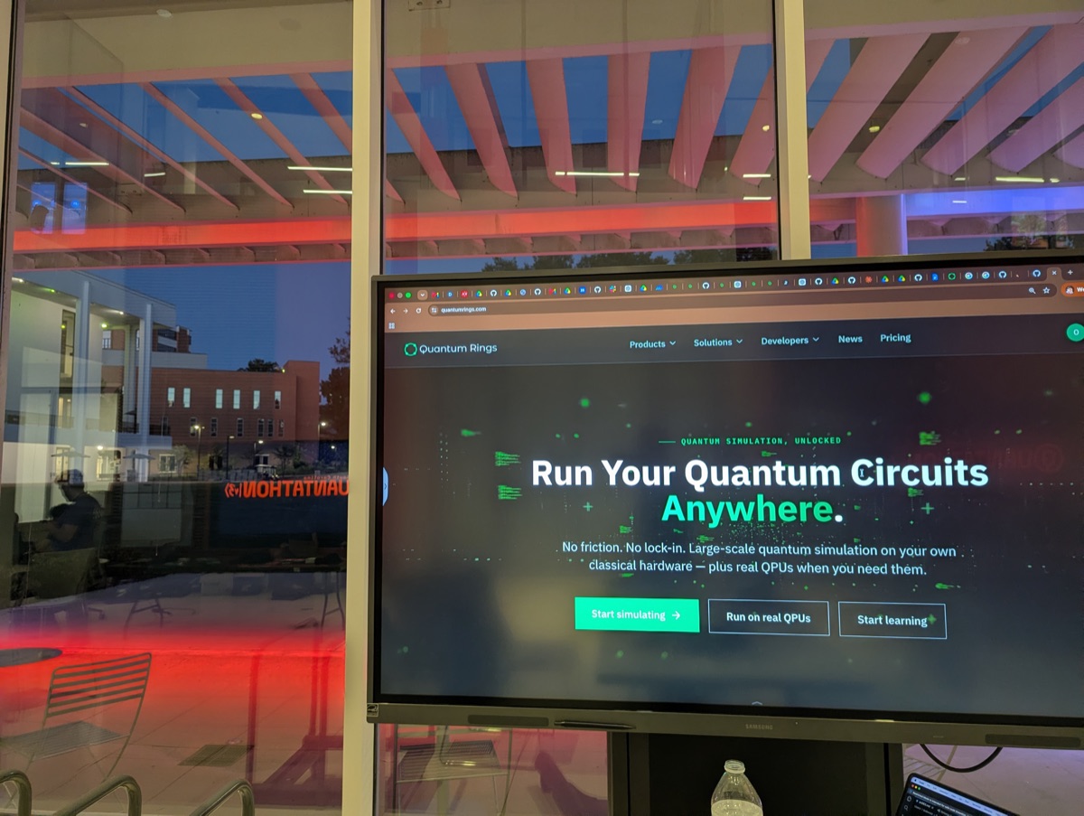 Quantum Rings on screen at the Watt Family Innovation Center